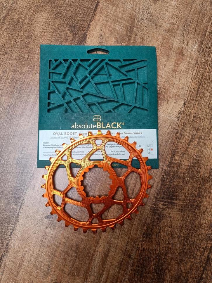 Absoluteblack 34 tands voorblad voor Sram direct mount, Fietsen en Brommers, Fietsonderdelen, Zo goed als nieuw, Mountainbike