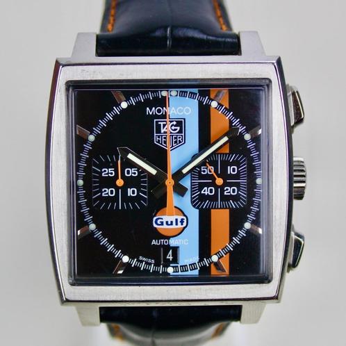 Tag Heuer Monaco - CW211A - GULF Edition, Sieraden, Tassen en Uiterlijk, Horloges | Heren, Gebruikt, Polshorloge, TAG Heuer, Staal