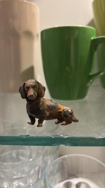 Bronzen miniatuur beeldje tekkel - antiek / bodemvondst beschikbaar voor biedingen
