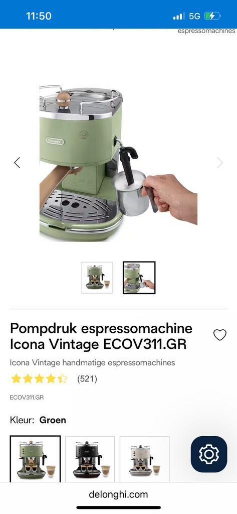 DeLonghi  koffie/ Espresso Vintage groen, Witgoed en Apparatuur, Koffiemachine-accessoires, Zo goed als nieuw, Ophalen of Verzenden