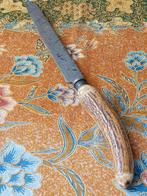 Mooi antiek vleesmes uit Engeland met gewei en zilver 40 cm., Ophalen of Verzenden