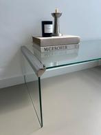 Vintage Gallotti & Radice glazen RVS design salontafel retro, Huis en Inrichting, Tafels | Salontafels, Minder dan 50 cm, Glas