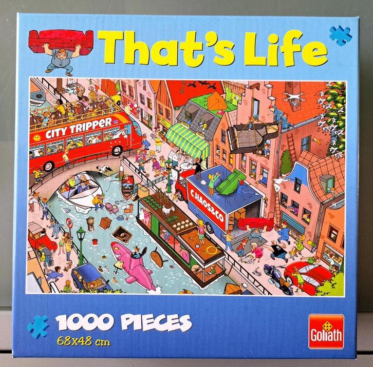 Goliath That's life puzzel de verhuizing 1000 stukjes, Hobby en Vrije tijd, Denksport en Puzzels, Zo goed als nieuw, Legpuzzel