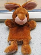 Handpop Konijn van Action merk Toi Toys bruin velours, Ophalen of Verzenden, Zo goed als nieuw, Konijn