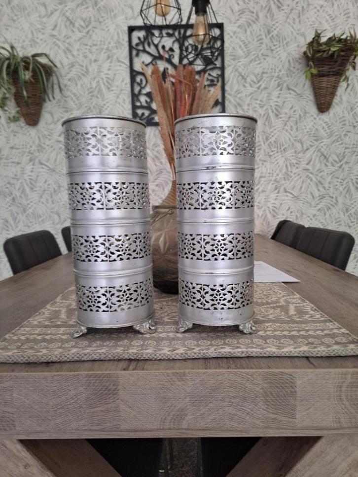 2 mooie grote windlichten / kaarshouders, Huis en Inrichting, Woonaccessoires | Overige, Zo goed als nieuw, Ophalen of Verzenden