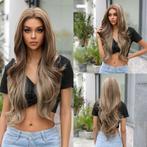 Swiss lace pruik met zeer lang blond bruin haar Hailey, Verzenden, Nieuw, Pruik of Haarverlenging