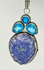 Zilveren Hanger met Agaat en Blauwe Steen, Overige voorstellingen, Verzenden, ., Zo goed als nieuw