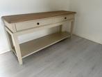 Lichtgrijze Sidetable met Eiken Blad - Nieuwstaat, Huis en Inrichting, Kasten | Dressoirs, Ophalen, 100 tot 150 cm, Eikenhout