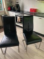 4 leren eetkamerstoelen, Huis en Inrichting, Zwart, Leer, Ophalen of Verzenden, Zo goed als nieuw