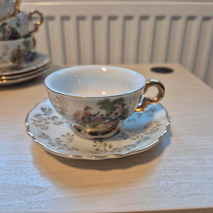 Compleet Theeservies - 6 Kop en Schotels, Antiek en Kunst, Antiek | Servies compleet, Ophalen