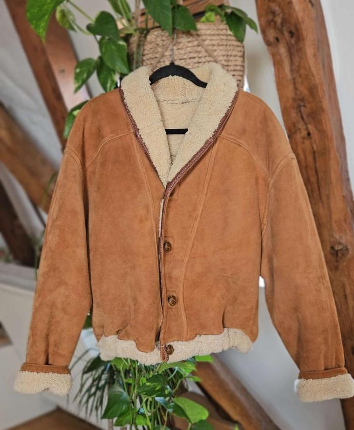 Vintage lammy shearling schapenvacht bomber jas Afghaanse 80, Kleding | Dames, Jassen | Winter, Zo goed als nieuw, Maat 38/40 (M)