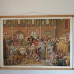 Schoolplaat Aan het hof van Karel de Grote, Antiek en Kunst, Antiek | Schoolplaten, Ophalen of Verzenden, Geschiedenis