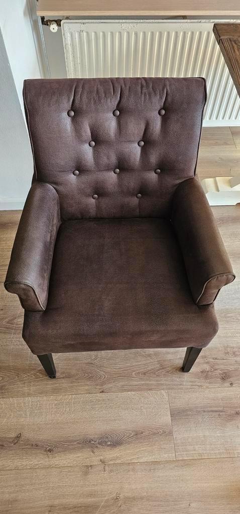 4 Mooie stevige evige stoelen, microvezel, bruin, Huis en Inrichting, Fauteuils, Zo goed als nieuw, Stof, Ophalen