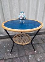 Vintage, rotan (bijzet)tafel, jaren 60, Rohé/TRIO Noordwolde, Overige materialen, Minder dan 55 cm, Gebruikt, Rond