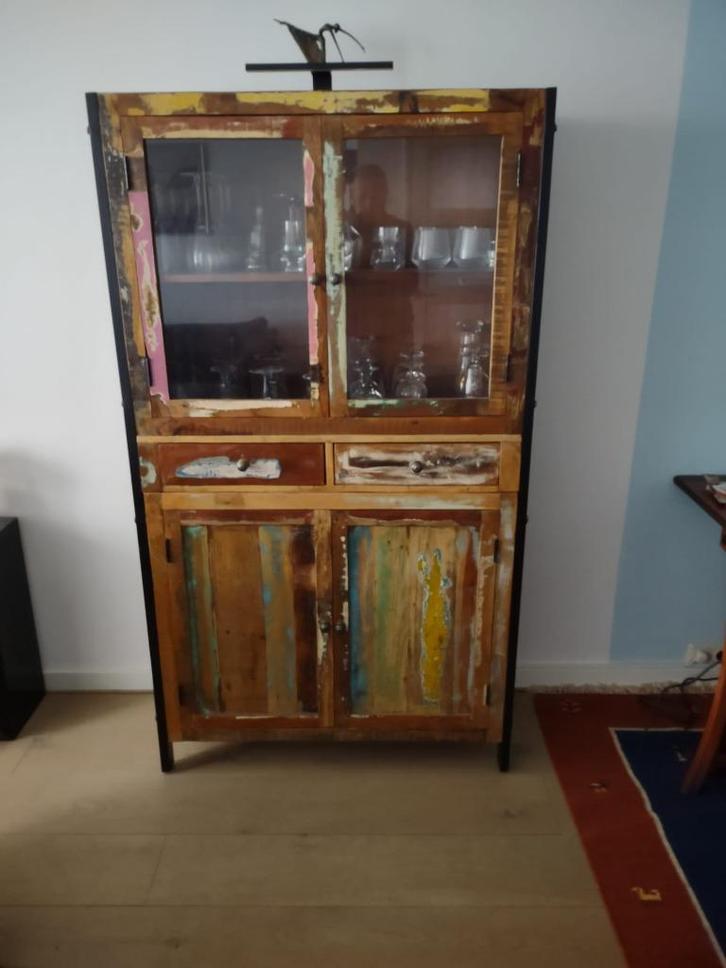 vitrinekast, Huis en Inrichting, Kasten | Vitrinekasten, Zo goed als nieuw, 150 tot 200 cm, 50 tot 100 cm, 25 tot 50 cm, Met lade(s)