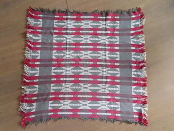 Vintage rood-wit-grijs katoenen tafelkleedje, jaren '50/'60 beschikbaar voor biedingen