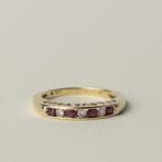 vintage 10 karaat gouden I LOVE YOU ring robijn diamant, Verzenden, Zo goed als nieuw, 17 tot 18, Dame