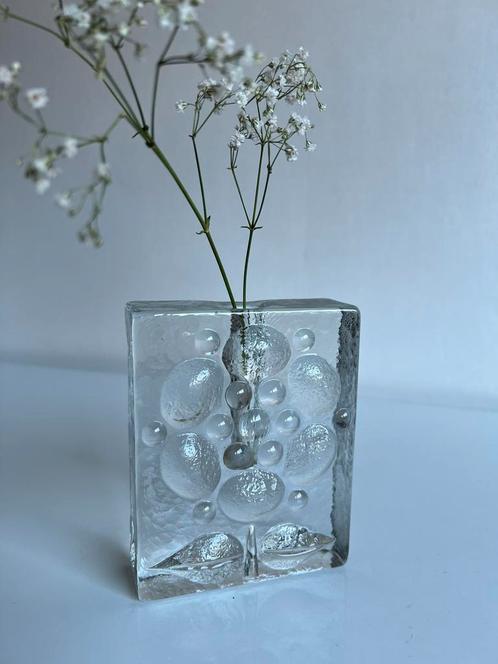 Vintage Walther Glass Solifleur Vaas Dik Glas Bloemen 70’s, Antiek en Kunst, Antiek | Glas en Kristal, Ophalen of Verzenden