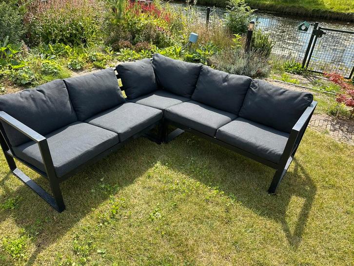 Loungeset Berkeley zwart, Tuin en Terras, Tuinsets en Loungesets, Gebruikt, Loungeset, Aluminium, 5 zitplaatsen, Bank, Ophalen