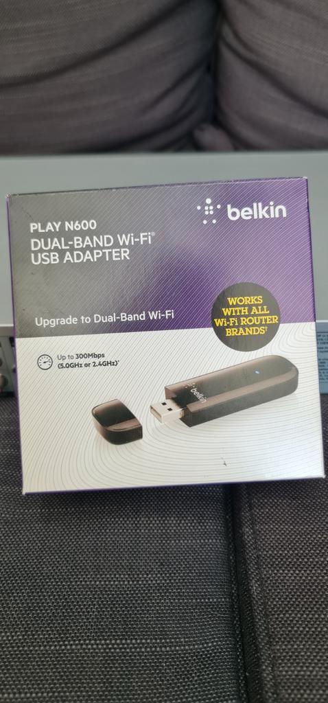 Belkin Play N600 Dual-Band Wi-Fi USB Adapter, Computers en Software, Netwerkkaarten, Nieuw, Extern, Ophalen of Verzenden