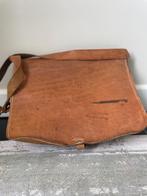 Vintage 1970s tuigleer schooltas, Schoudertas, Gebruikt, Bruin, 30 tot 40 cm