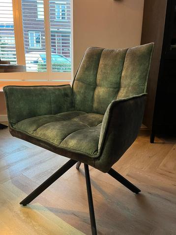 6 eetkamerstoelen, donkergroen, draaibaar tot 180 graden