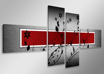 Nieuw * 4 Luik van Canvas * Abstract Rood Grijs 70x160cm beschikbaar voor biedingen