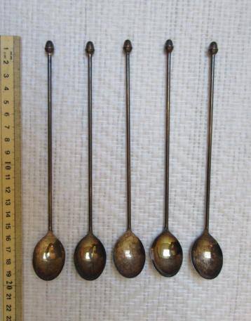 Antieke cocktail dessert ijs lepels verzilverd eikels beschikbaar voor biedingen