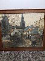 Oud straatje in eiken lijst., Antiek en Kunst, Ophalen