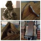 Oude console eiken hout bruin en gips, Antiek en Kunst, Ophalen of Verzenden