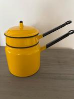 Geel emaille stoompan in nette staat, Ophalen of Verzenden, Zo goed als nieuw