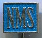 Ned. Middenstand Spaarbank NMS blauw op koper speldje( W_019, Verzenden, Zo goed als nieuw, Merk, Speldje of Pin