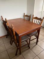 Houten eettafel met 4 stoelen, Ophalen, Gebruikt, 4 tot 6 stoelen