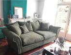 Groene suede bank + hocker - zo goed als nieuw!, Ophalen, 250 tot 300 cm, 100 tot 125 cm, Zo goed als nieuw