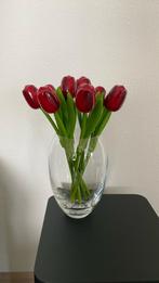 Houten handgeschilderde tulpen, Huis en Inrichting, Woonaccessoires | Vazen, Minder dan 50 cm, Glas, Zo goed als nieuw, Ophalen