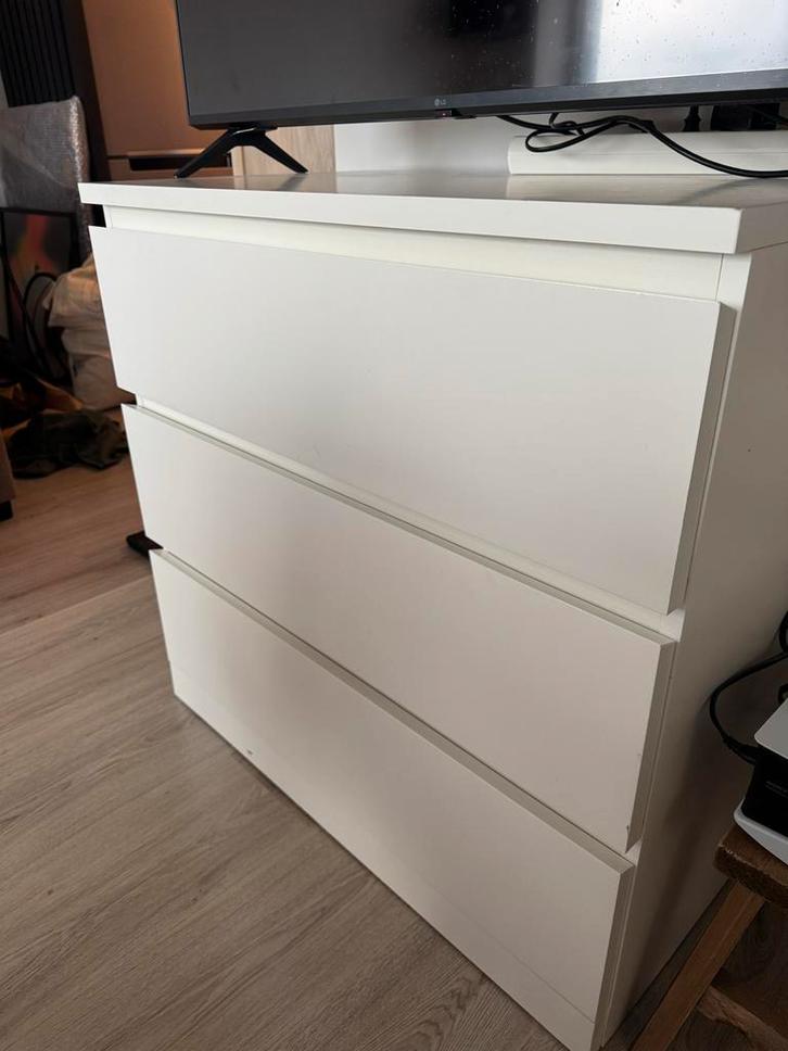 Malm ladekast IKEA, 3 lades, wit, 80x78cm, Huis en Inrichting, Kasten | Dressoirs, Gebruikt, 50 tot 100 cm, 25 tot 50 cm, Met lade(s)