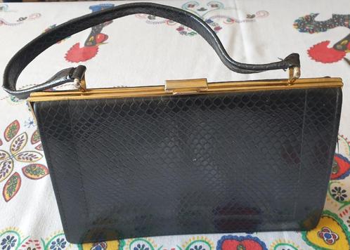 Zwart gala handtasje slangenleerprint – vintage, Sieraden, Tassen en Uiterlijk, Tassen | Damestassen, Zo goed als nieuw, Handtas