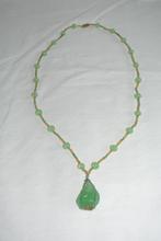 Jade ketting met Boeddha hanger, Ophalen, Zo goed als nieuw, Groen, Steen of Mineraal