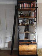 Industriële Kast met Ladder, Huis en Inrichting, Kasten | Boekenkasten, Met plank(en), 100 tot 150 cm, 200 cm of meer, Zo goed als nieuw