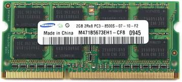 2X 2GB PC3-8500 (1066Mhz) 204 pin DDR3 SODIMM Samsung M471B5 beschikbaar voor biedingen