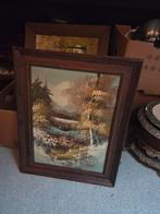 Schilderij Winterlandschap met Lijst, Antiek en Kunst, Kunst | Schilderijen | Klassiek, Ophalen of Verzenden
