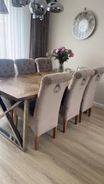 Houten eettafel en salontafel! 6 eetkamerstoelen., Huis en Inrichting, Ophalen, Gebruikt, 100 tot 150 cm, 50 tot 100 cm