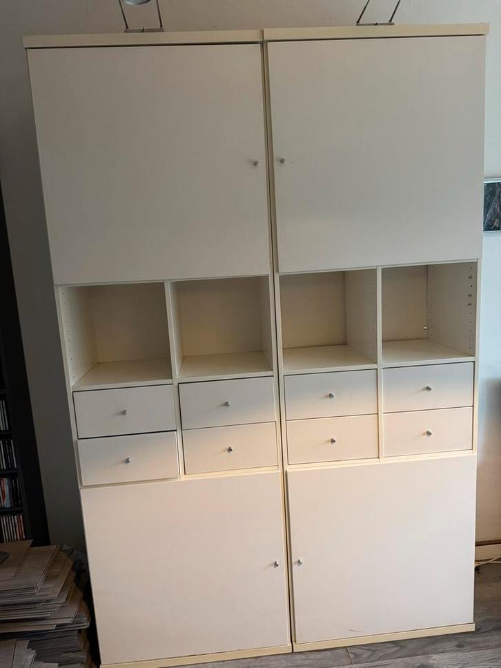 Twee witte Ikea Bonde kasten met deuren en lades, Huis en Inrichting, Kasten | Overige, Gebruikt, Ophalen
