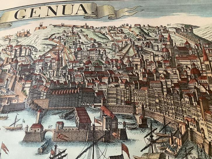 Prachtige kaart van Genua - circa 1800, Antiek en Kunst, Kunst | Etsen en Gravures, Ophalen