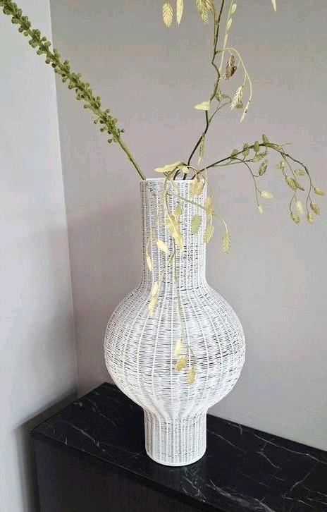 Metaal witte vaas van Light & Living draad 50 cm, Huis en Inrichting, Woonaccessoires | Vazen, Nieuw, Wit, Minder dan 50 cm, Overige materialen