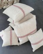 kussen van vintage graanzakstof 45x45 met binnenkussen, Ophalen of Verzenden, Zo goed als nieuw, Vierkant