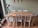 Steigerhout eettafel 6 stoelen met kussen, Huis en Inrichting, Tafels | Eettafels, Ophalen, Gebruikt, 50 tot 100 cm, Vijf personen of meer