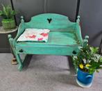 Ibiza bankje met lade klepbankje turquoise bohemian shabby, Tuin en Terras, Tuinbanken, Ophalen, Zo goed als nieuw, Hout