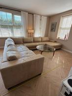 Luxe Leren Hoekbank in Beige – Comfort en Stijl!, Huis en Inrichting, Banken | Bankstellen, Gebruikt, Minder dan 75 cm, Hoekbank