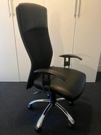Bureaustoel Igo ergonomisch half leer en instelbaar, Huis en Inrichting, Bureaustoelen, Gebruikt, Zwart, Ophalen of Verzenden
